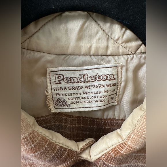 Pendleton Vintage High Grade Brown Western Wear Pearl Snap Wool Plaid Shirt - Picture 5 of 10
